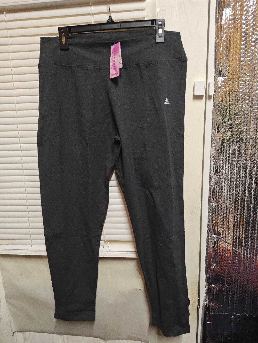 Women's Black Performance Leggings with Small Triangle Logo